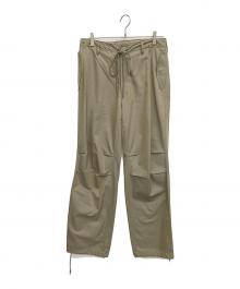 AURALEE（オーラリー）の古着「WASHED FINX SILK CHAMBRAY FIELD PANTS」｜オリーブ