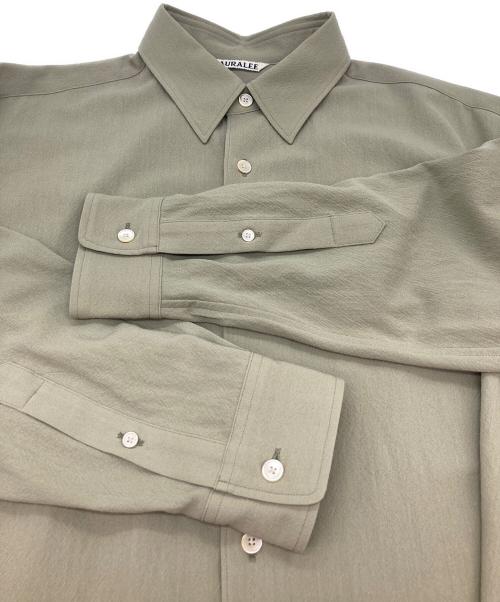 AURALEE（オーラリー）AURALEE (オーラリー) HARD TWIST WOOL VIYELLA SHIRT ライトカーキ サイズ:3の古着・服飾アイテム