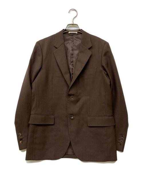 AURALEE（オーラリー）AURALEE (オーラリー) HARD TWIST WOOL PANAMA STRIPE JACKET ブラウン×ブルー サイズ:3の古着・服飾アイテム