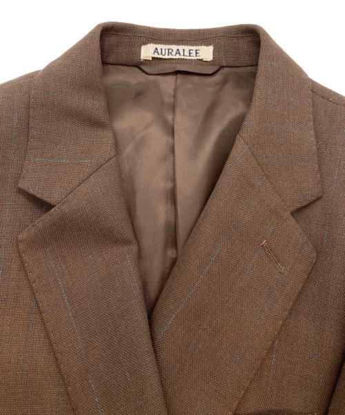 AURALEE（オーラリー）AURALEE (オーラリー) HARD TWIST WOOL PANAMA STRIPE JACKET ブラウン×ブルー サイズ:3の古着・服飾アイテム