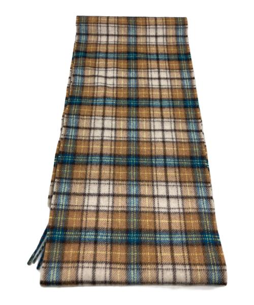 AURALEE（オーラリー）AURALEE (オーラリー) CASHMERE CHECK STOLE ベージュ×ブルーの古着・服飾アイテム