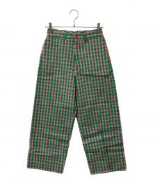 BEAMS BOY（ビームスボーイ）の古着「コットンサッカーチェックスラックス」｜グリーン