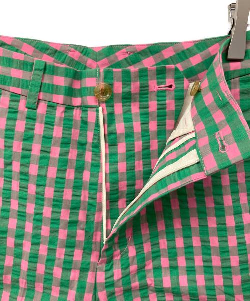 BEAMS BOY（ビームスボーイ）BEAMS BOY (ビームスボーイ) コットンサッカーチェックスラックス グリーンの古着・服飾アイテム