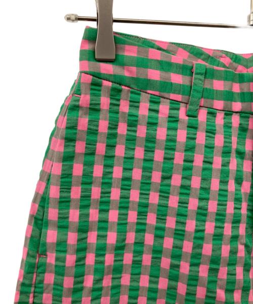 BEAMS BOY（ビームスボーイ）BEAMS BOY (ビームスボーイ) コットンサッカーチェックスラックス グリーンの古着・服飾アイテム