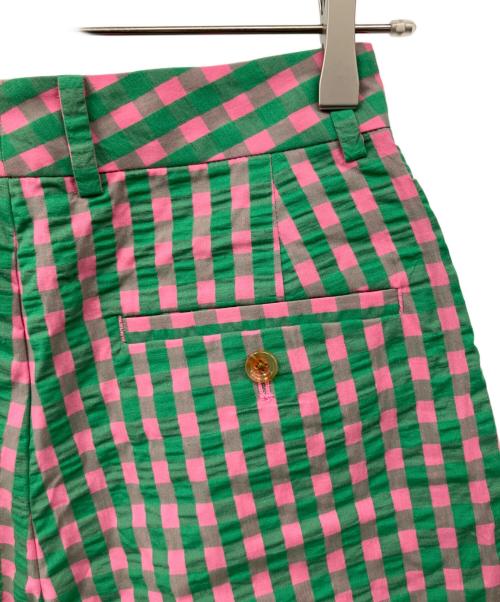 BEAMS BOY（ビームスボーイ）BEAMS BOY (ビームスボーイ) コットンサッカーチェックスラックス グリーンの古着・服飾アイテム