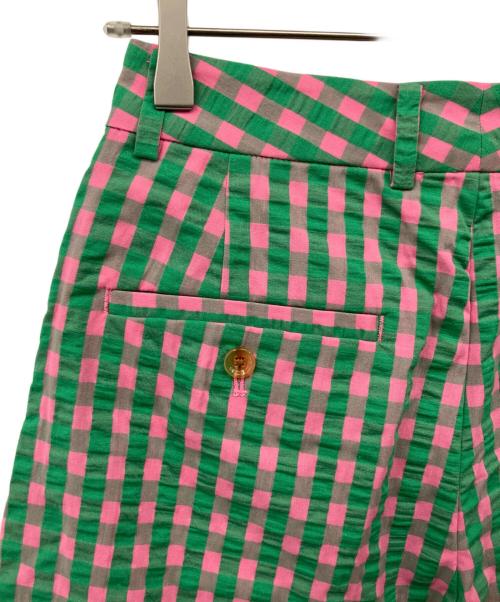 BEAMS BOY（ビームスボーイ）BEAMS BOY (ビームスボーイ) コットンサッカーチェックスラックス グリーンの古着・服飾アイテム