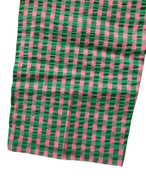 BEAMS BOY（ビームスボーイ）BEAMS BOY (ビームスボーイ) コットンサッカーチェックスラックス グリーンの古着・服飾アイテム