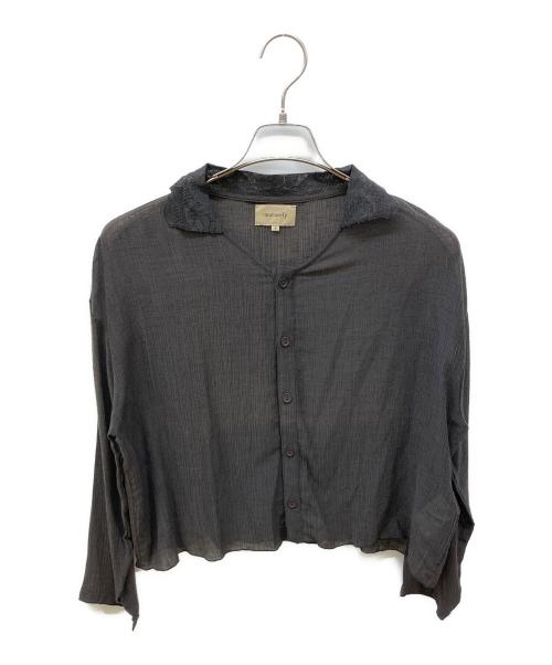 maturely（マチュアリー）maturely (マチュアリー) Military Crepe Cardigan チャコールグレーの古着・服飾アイテム