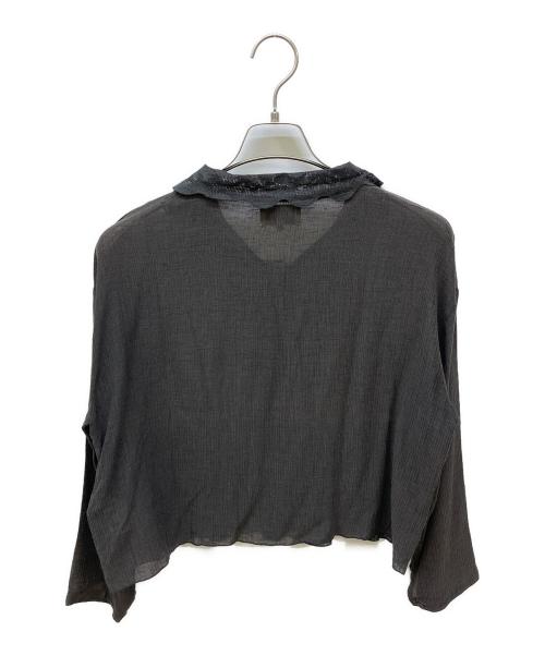 maturely（マチュアリー）maturely (マチュアリー) Military Crepe Cardigan チャコールグレーの古着・服飾アイテム