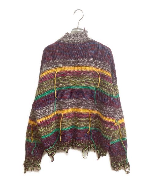 MAISON FLANEUR（メゾン フラネウール）MAISON FLANEUR (メゾン フラネウール) マルチボーダーニット ブラウン サイズ:38の古着・服飾アイテム