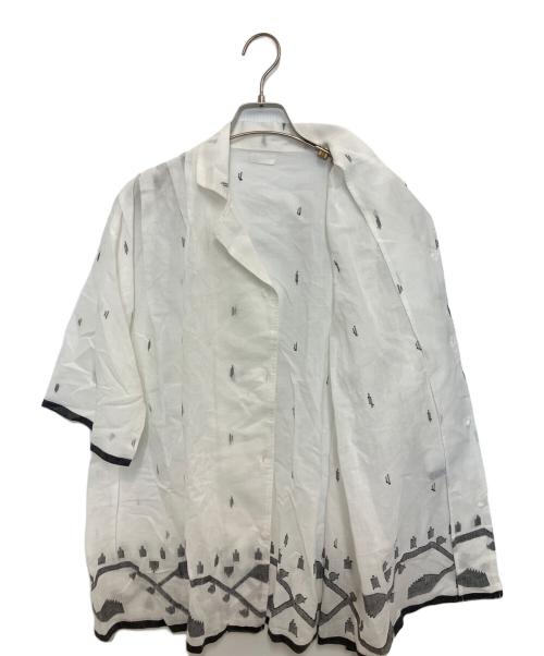 SEEALL（シーオール）SEEALL (シーオール) JAMDANI OPEN COLLAR TUCK SHIRTS ホワイト サイズ:38の古着・服飾アイテム