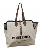 BURBERRYバーバリー）の古着「レザートリムロゴキャンバストート」｜アイボリー