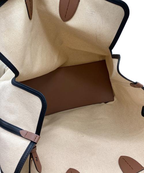 BURBERRY（バーバリー）BURBERRY (バーバリー) レザートリムロゴキャンバストート アイボリーの古着・服飾アイテム