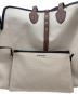 中古・古着 BURBERRY (バーバリー) レザートリムロゴキャンバストート アイボリー：37000円