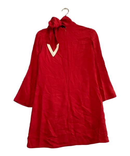VALENTINO（ヴァレンティノ）VALENTINO (ヴァレンティノ) Vlogo Scarf Shift Dress レッド サイズ:40の古着・服飾アイテム