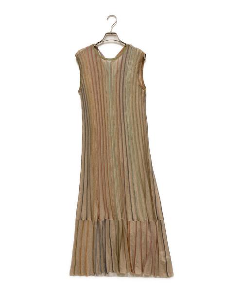 LAGUNA MOON（ラグナムーン）LAGUNA MOON (ラグナムーン) シアーレインボーニットワンピース ベージュ サイズ:S 未使用品の古着・服飾アイテム