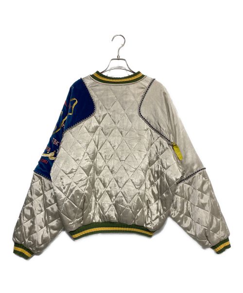 KAPITAL（キャピタル）KAPITAL (キャピタル) SHAM PILLOW BOMBER JACKET アイボリー×ブルー サイズ:3の古着・服飾アイテム