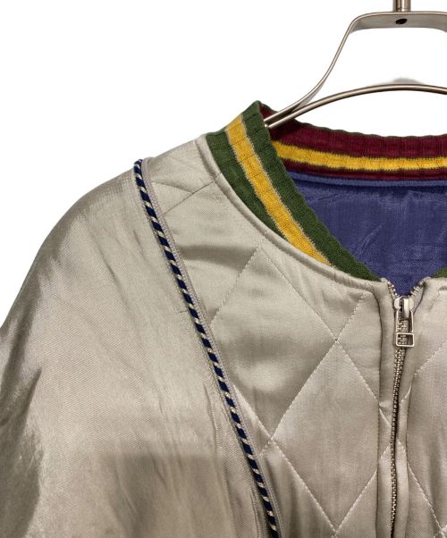 KAPITAL（キャピタル）KAPITAL (キャピタル) SHAM PILLOW BOMBER JACKET アイボリー×ブルー サイズ:3の古着・服飾アイテム