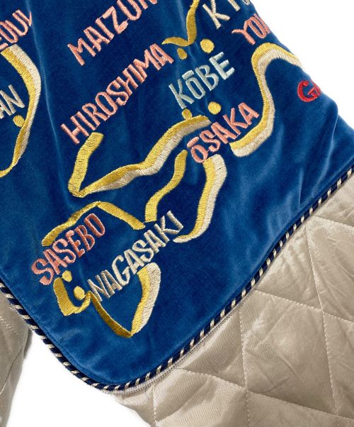 KAPITAL（キャピタル）KAPITAL (キャピタル) SHAM PILLOW BOMBER JACKET アイボリー×ブルー サイズ:3の古着・服飾アイテム