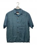 CABANキャバン）の古着「リネン オープンカラーシャツ」｜ブルー