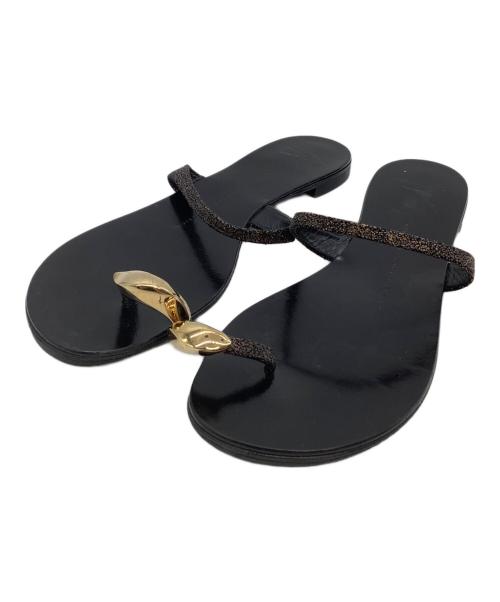 GIUSEPPE ZANOTTI（ジュゼッペザノッティ）GIUSEPPE ZANOTTI (ジュゼッペザノッティ) オヤユビプレートサンダル ブラック サイズ:38の古着・服飾アイテム