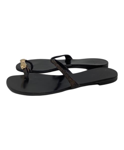 GIUSEPPE ZANOTTI（ジュゼッペザノッティ）GIUSEPPE ZANOTTI (ジュゼッペザノッティ) オヤユビプレートサンダル ブラック サイズ:38の古着・服飾アイテム