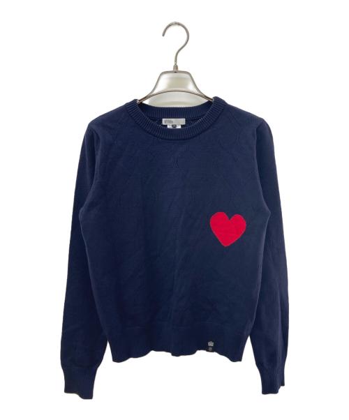 DOUBLE STANDARD CLOTHING（ダブルスタンダードクロージング）DOUBLE STANDARD CLOTHING (ダブルスタンダードクロージング) ハートジャガードクルーネックニット ネイビー サイズ:38の古着・服飾アイテム
