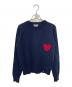 DOUBLE STANDARD CLOTHING（ダブルスタンダードクロージング）の古着「ハートジャガードクルーネックニット」｜ネイビー
