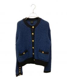 Spick and Span（スピック＆スパン）の古着「ツイードニットカーディガン」｜ネイビー