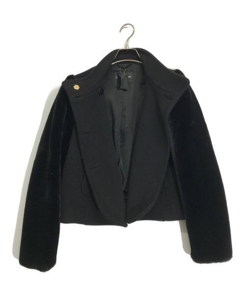 EMPORIO ARMANI（エンポリオアルマーニ）EMPORIO ARMANI (エンポリオアルマーニ) エコファースリーブジャケット ブラック サイズ:40の古着・服飾アイテム