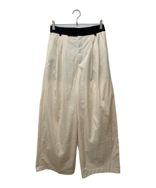Adam et Rope（アダム エ ロペ）Adam et Rope (アダム エ ロペ) バイカラーベルトドレスパンツ アイボリー サイズ:38の古着・服飾アイテム
