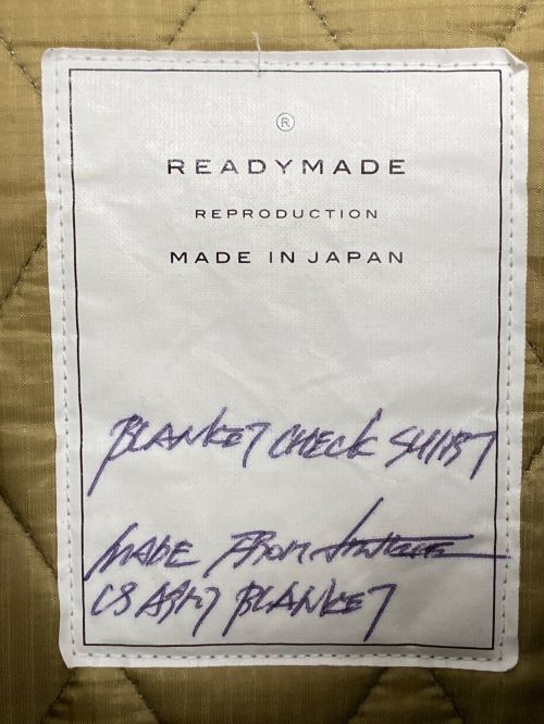 READYMADE（レディメイド）READYMADE (レディメイド) Blanket Check Shirt（ブランケット チェック シャツ） オリーブ サイズ:1の古着・服飾アイテム