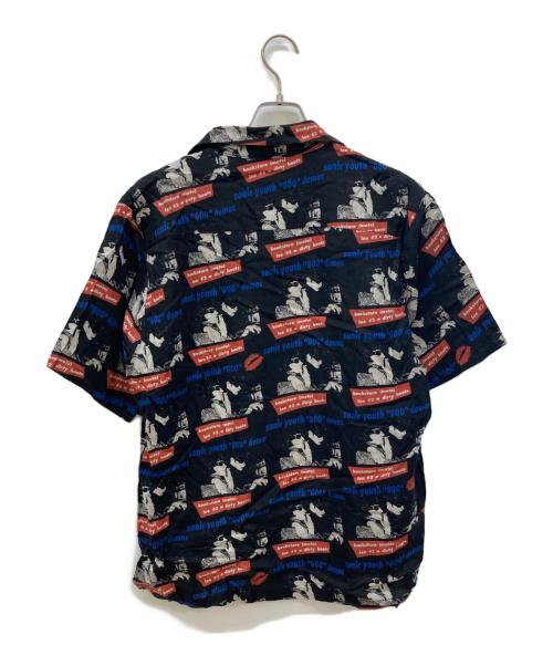 Hysteric Glamour（ヒステリックグラマー）Hysteric Glamour (ヒステリックグラマー) SONIC YOUTH (ソニックユース) SONIC YOUTH GOO DEMOS オープン カラー 半袖シャツ ブラック×ブルー サイズ:Lの古着・服飾アイテム