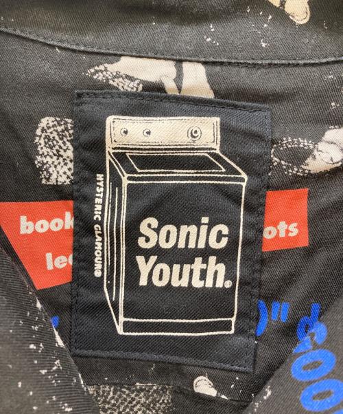 Hysteric Glamour（ヒステリックグラマー）Hysteric Glamour (ヒステリックグラマー) SONIC YOUTH (ソニックユース) SONIC YOUTH GOO DEMOS オープン カラー 半袖シャツ ブラック×ブルー サイズ:Lの古着・服飾アイテム