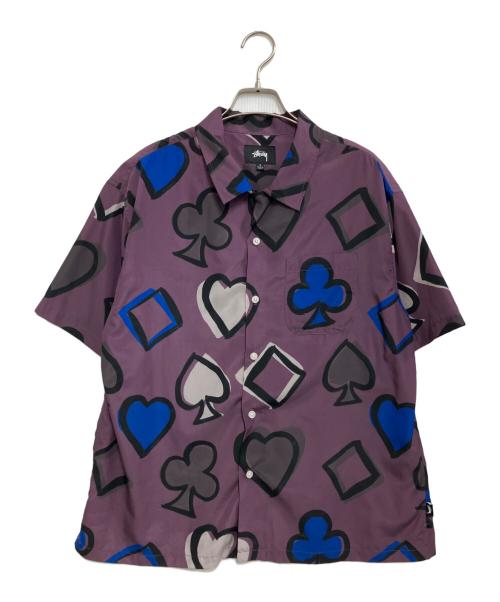 stussy（ステューシー）stussy (ステューシー) CARD SUITS SHIRT パープル サイズ:Sの古着・服飾アイテム