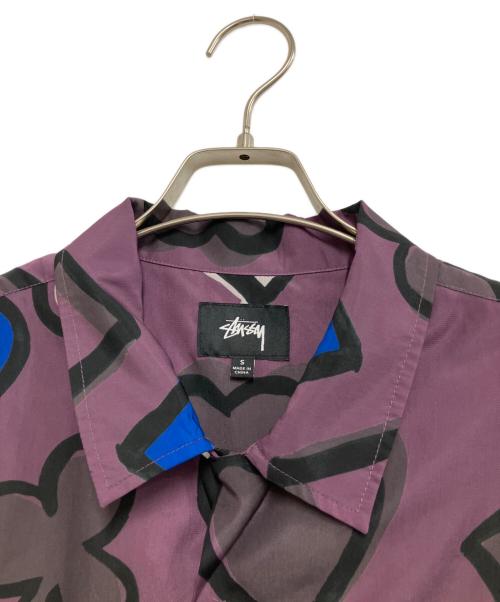 stussy（ステューシー）stussy (ステューシー) CARD SUITS SHIRT パープル サイズ:Sの古着・服飾アイテム