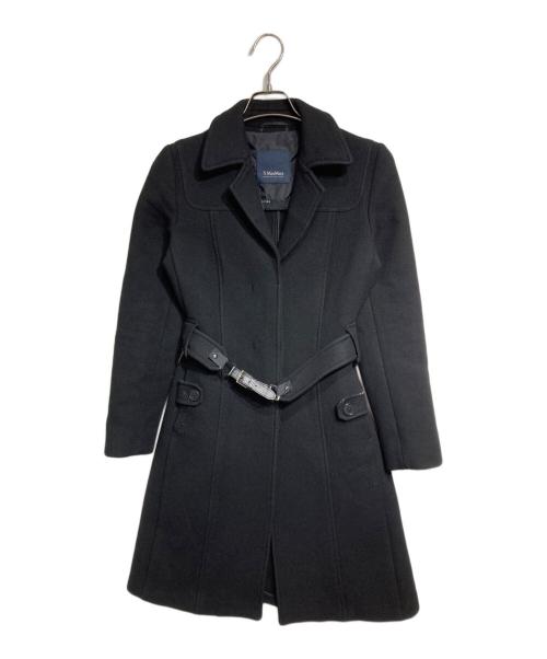 'S Max Mara（エスマックスマーラ）'S Max Mara (エスマックスマーラ) ウールベルテッド比翼コート ブラック サイズ:38の古着・服飾アイテム