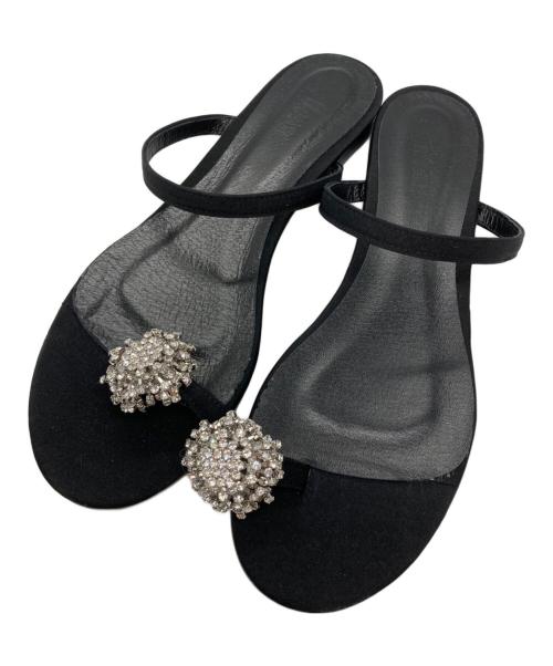 Hoaw（ハァウ）Hoaw (ハァウ) ビジューフラットサンダル ブラック サイズ:SIZE 38の古着・服飾アイテム