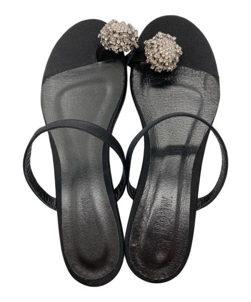 Hoaw（ハァウ）Hoaw (ハァウ) ビジューフラットサンダル ブラック サイズ:SIZE 38の古着・服飾アイテム