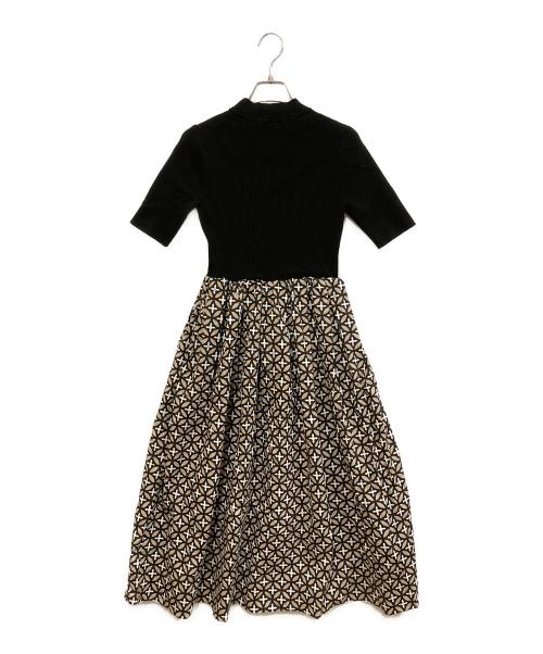 DRESSTERIOR（ドレステリア）DRESSTERIOR (ドレステリア) オーバーラップサークル コンビワンピース ブラック×ベージュ サイズ:SIZE 34の古着・服飾アイテム