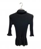 HYEONヘヨン）の古着「タートルネックリブフリルシアーニット」｜ブラック