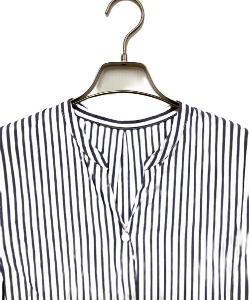 Spick and Span（スピック＆スパン）Spick and Span (スピックアンドスパン) サイドギャザーストライプワンピース ブルー×ホワイト サイズ:38の古着・服飾アイテム