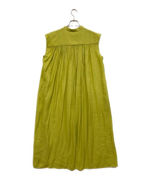 UNFILO（アンフィーロ）UNFILO (アンフィーロ) ヴィンテージシアー ギャザーワンピース 黄緑 サイズ:SIZE Mの古着・服飾アイテム