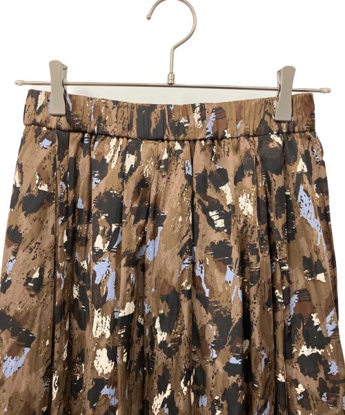 Noble（ノーブル）Noble (ノーブル) レオパードプリントスリットスカート ブラウン サイズ:38　の古着・服飾アイテム