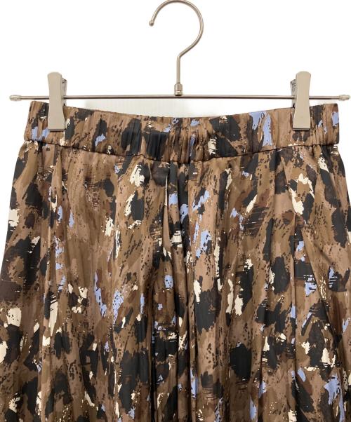 Noble（ノーブル）Noble (ノーブル) レオパードプリントスリットスカート ブラウン サイズ:38　の古着・服飾アイテム