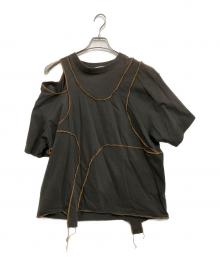 ANYLUCK×cycle by myob（アニラック×サイクルバイエムワイオービー）の古着「SWITCHING T-SHIRTS」｜ブラック×ブラウン