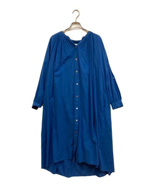 kurashi&trips publishing（クラシアンドトリップス パブリッシング）KURASHI&Trips PUBLISHING (クラシアンドトリップス パブリッシング) 3WAY後ろさがりギャザーワンピース ブルー サイズ:FREEの古着・服飾アイテム