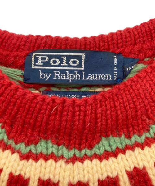 POLO RALPH LAUREN（ポロ・ラルフローレン）POLO RALPH LAUREN (ポロ・ラルフローレン) ノルディックセーター レッド サイズ:Ｌの古着・服飾アイテム