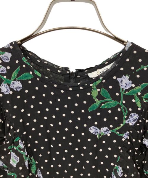 GANNI（ガニー）Ganni (ガニー) 花柄ワンピース ブラック サイズ:36の古着・服飾アイテム