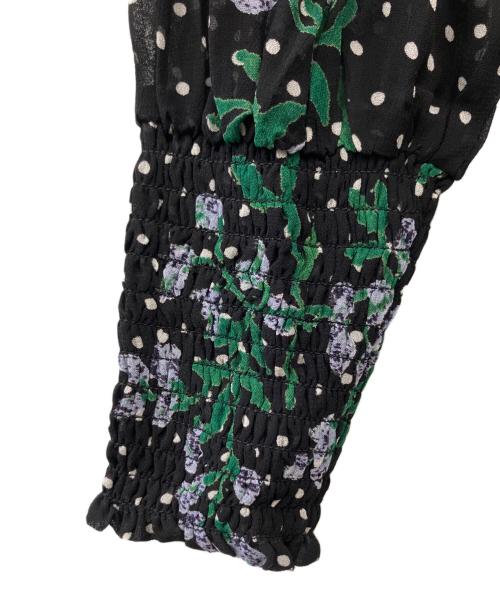 GANNI（ガニー）Ganni (ガニー) 花柄ワンピース ブラック サイズ:36の古着・服飾アイテム
